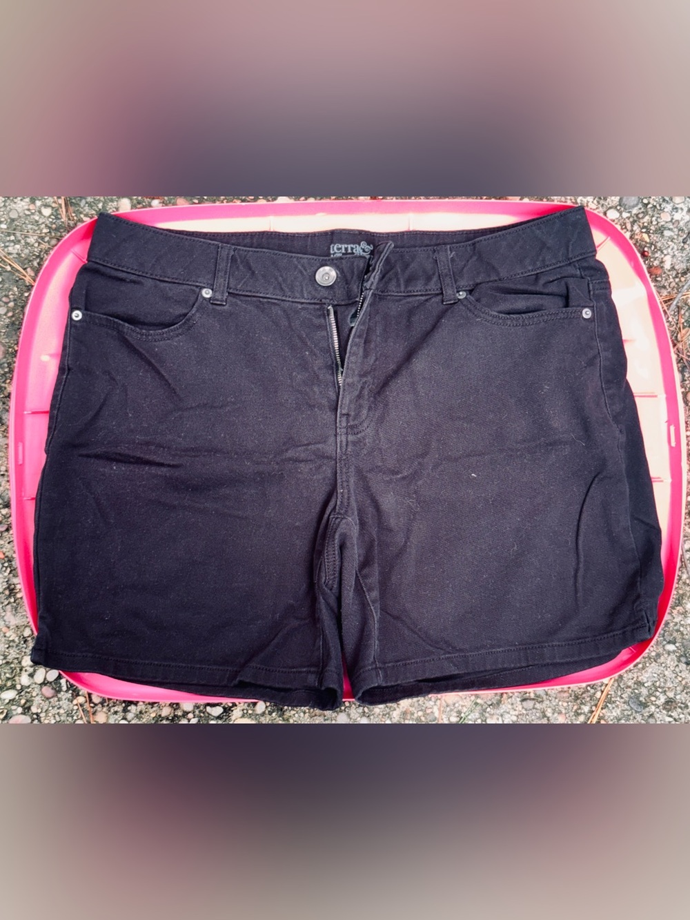 Terra & Sky Black Denim Jean Shorts 14W